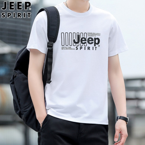 JEEP SPIRIT 24夏季新款男士休閒短袖時尚百搭T恤圓領潮流運動