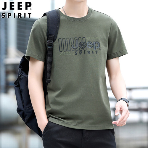 JEEP SPIRIT 24夏季新款男士休閒短袖時尚百搭T恤圓領潮流運動