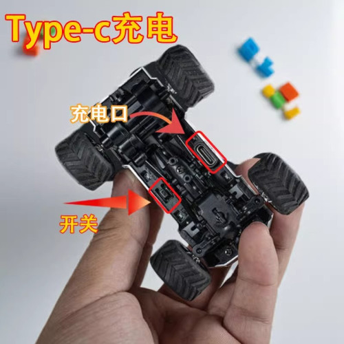 新品迷你男孩合金雙模手機藍牙遙控車越野玩具大腳車大馬力汽