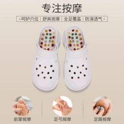 按摩拖鞋夏季2025新款洞洞鞋增高沙灘穿雲朵腳底穴位足療舒爽涼拖