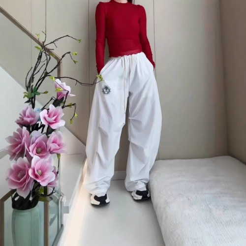 街舞潮牌長褲女2025春夏新款嘻哈爵士顯瘦刺綉繖兵拽步舞大香蕉褲