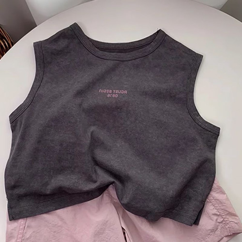 夏季女童兩件套裝寶寶洋氣兒童個性潮牌韓版字母背心短褲網紅時髦