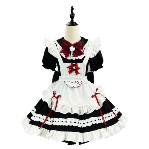 新款 黑白可愛軟妹女僕lolita連衣裙女傭服軟妹咖啡廳二次元