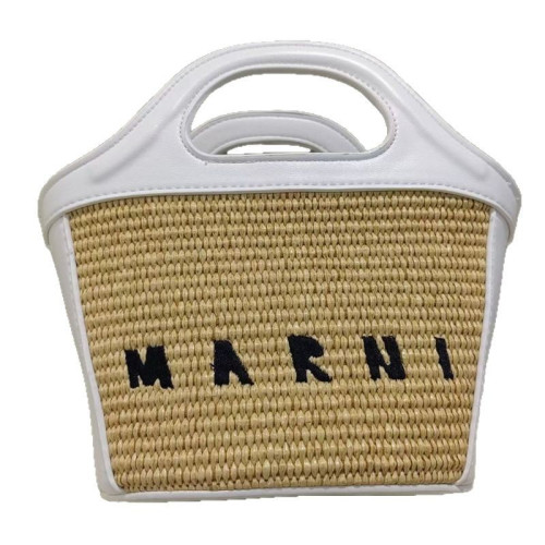 Marni瑪尼迷你菜籃子草編包夏季小包包拉菲草手拎單肩斜背女包潮