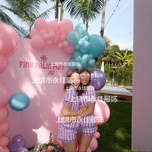 Pink Palm Pajamas in Twilight家居服套裝