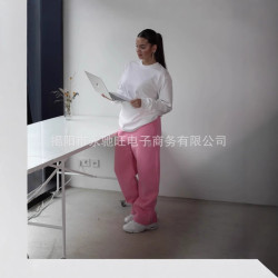 寬松百搭拉鍊衛衣衛褲套裝純色休閒連帽衫個性街頭嘻哈