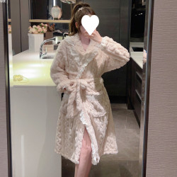 TY珊瑚絨睡袍女秋冬季網紅欲風系帶晨袍法蘭絨浴衣浴袍家居服睡