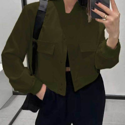 外套春秋季獨立站歐美女裝新款氣質通勤純色女式夾克