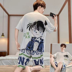 莫代爾睡衣男士夏季2025新款短袖薄款冰絲卡通青少年學生大童套裝