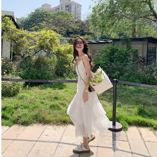 三色齊全夏季新款韓版小衆氛圍感氣質法式吊帶蛋糕裙連衣裙女裙子