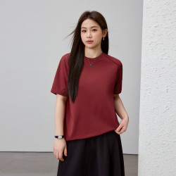【簡約圓領氣質純色百搭顯瘦T恤】纖莉秀大碼女裝胖mm2025春新款