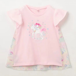 兒童短袖女童t恤時尚2025新款飛袖女寶寶衣服