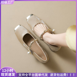 威威女郎 9258-6方頭法式瑪麗珍鞋春秋新中式國風粗跟淺口單鞋女