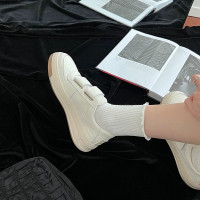高級厚底增高魔術貼笑臉小白鞋女2026年運動休閒厚底百搭板鞋