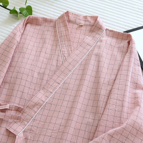 夏季單層棉布水洗棉日式和服睡衣九分袖長褲開衫系帶和風家居服