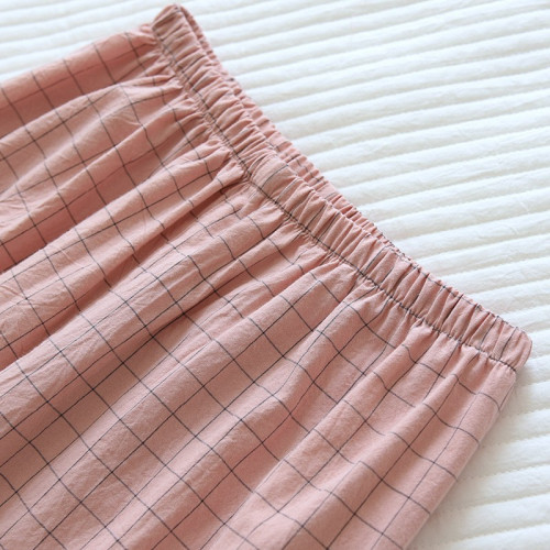 夏季單層棉布水洗棉日式和服睡衣九分袖長褲開衫系帶和風家居服