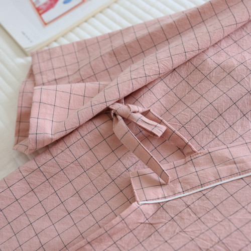 夏季單層棉布水洗棉日式和服睡衣九分袖長褲開衫系帶和風家居服