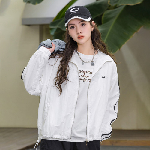 女童風衣外套2025年春季新款女大童初中生防曬服寬松休閒立領外套