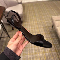 小衆真皮貓跟涼鞋女2025新款法式復古一字帶高跟鞋細跟露趾女涼鞋