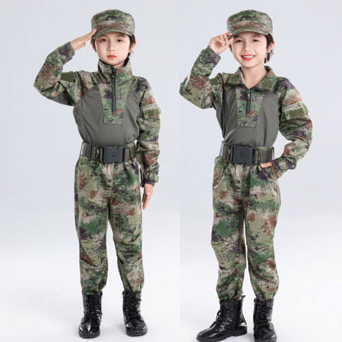 兒童迷彩服套裝男童小學生軍訓幼兒園戶外訓練夏令營新式蛙服