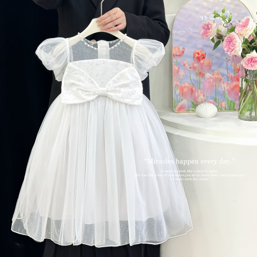 童鯊女童愛莎連衣裙夏裝女2023新款兒童泡泡袖禮服裙洋氣公主裙