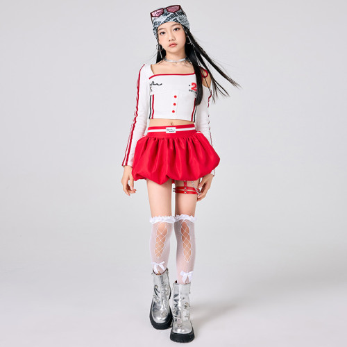 六一女童爵士舞服裝兒童街舞潮服演出服小學生蕾絲走秀表演服套裝