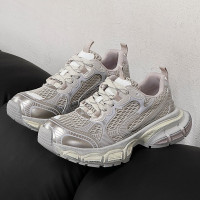 巴黎老爹鞋女2025春夏新款百搭大頭鞋厚底增高網面透氣休閒運動鞋