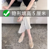 LP流蘇鎖釦包頭拖鞋內增高一腳蹬半拖樂福鞋女懶人休閒包頭穆勒鞋
