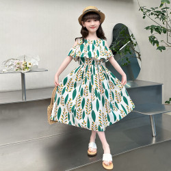 女童沙灘裙海邊2025夏季新款洋氣少女裙子中大童連衣裙夏裝度假風