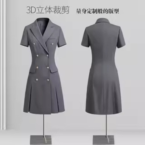 西裝連衣裙女夏2025新款小個子雙排釦職場ol通勤商務正裝高級職業
