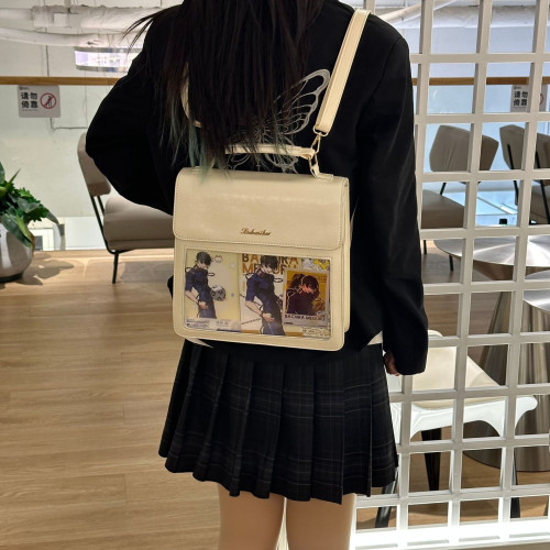 pu雙肩包感包痛包女PU斜背jk製服包日常2023校供新款學院雙肩日系