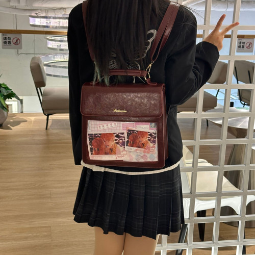 pu雙肩包感包痛包女PU斜背jk製服包日常2023校供新款學院雙肩日系