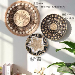 跨境波西米亞風民宿手工編織草編藤編牆飾民族風掛飾沙髮背景裝飾