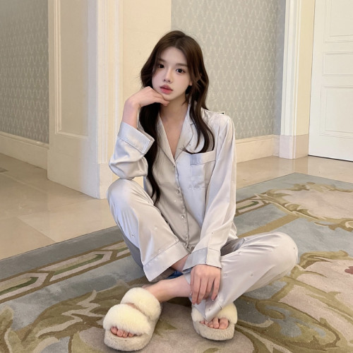 【滿天星】冰雪絲睡衣女春夏可外穿高級感長短袖星星印花家居服套