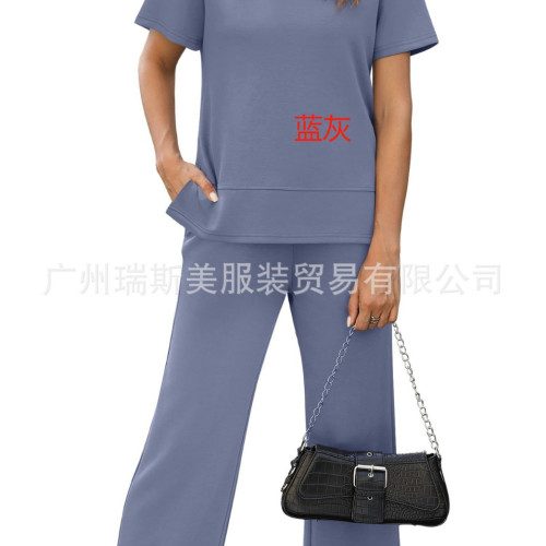 2025獨立站爆品夏季 性感女士圓領T恤寬松套頭短袖上衣
