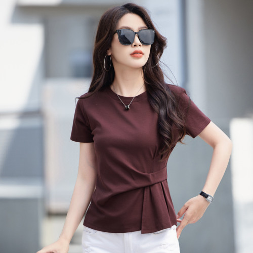 中袖T恤女2025新款夏季高級感上衣氣質時尚時髦別致短袖體恤小衫