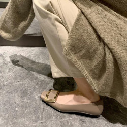 法式rv方釦單鞋平底鞋女高級感方頭淺口低跟瑪麗珍溫柔晚晚鞋春秋