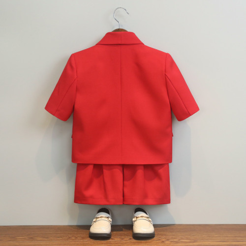 男童新中式漢服夏季新款國風刺綉西裝演出服兒童花童主持西服套裝