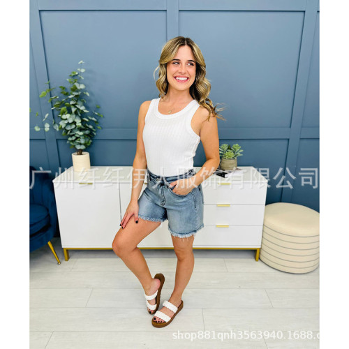 2025歐美女裝新款氣質wish牛仔休閒短褲女