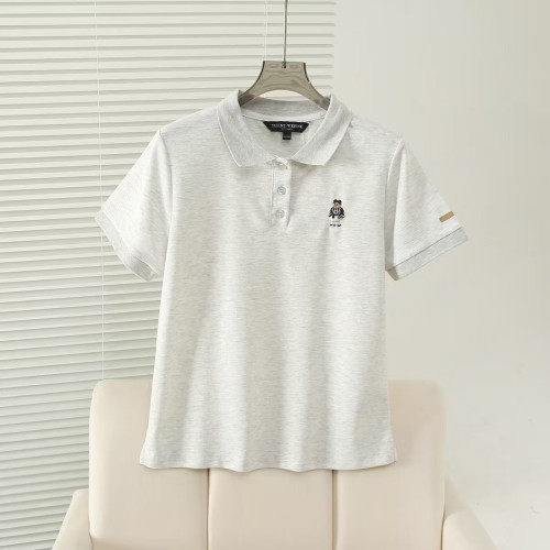 2025夏季新款學院風休閒polo翻領刺綉套頭短袖T恤女TTHW252401E
