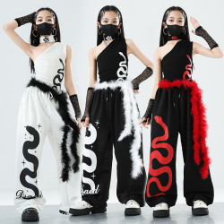 女童爵士舞服裝模特走秀潮酷時髦套裝露臍街舞女孩少兒表演服時髦