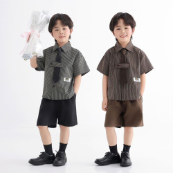 學院風男童西裝套裝2025春款兒童休閒西服痞帥男孩模特走秀演出服
