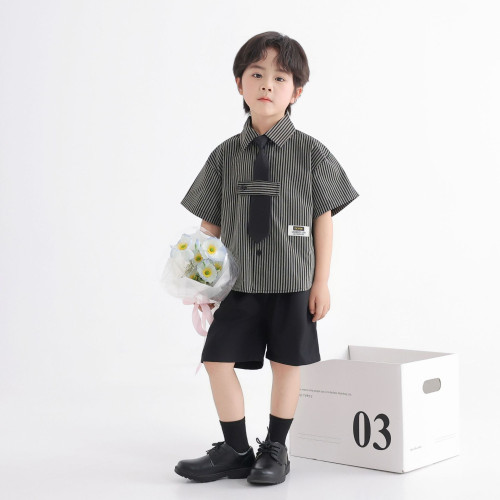 學院風男童西裝套裝2025春款兒童休閒西服痞帥男孩模特走秀演出服