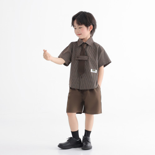 學院風男童西裝套裝2025春款兒童休閒西服痞帥男孩模特走秀演出服