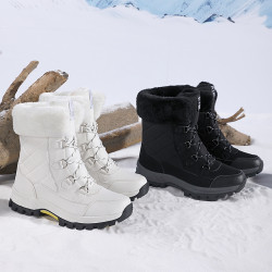 定制跨境大碼雪地靴女新款冬季加羢加厚防寒保暖輕便女戶外健步鞋