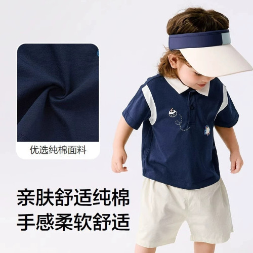 兒童寶寶短袖套裝夏季男童Polo衫兩件套2025年新款時尚洋氣潮