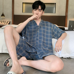 男士睡衣夏季短袖純棉男款中年爸爸夏天2025新款加大碼家居服套裝