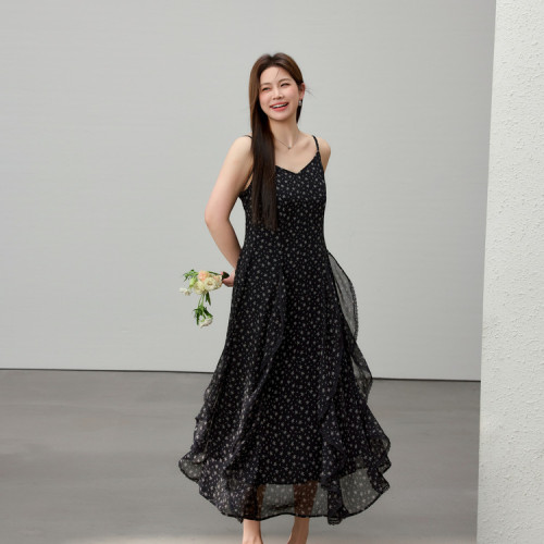 【南法假日】法式宮廷風吊帶蓬蓬連衣裙纖莉秀大碼女裝胖mm夏新款