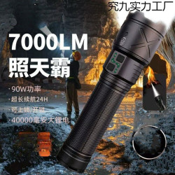 白雷射穿天砲鋁合金手電筒輸入輸出伸縮變焦強光戶外露營手電