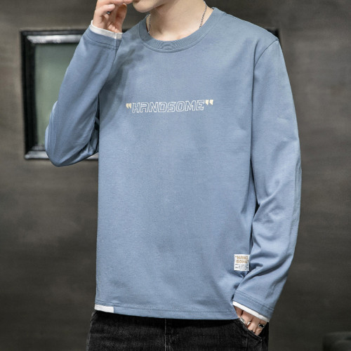 長袖T恤男2024春秋季新款潮牌棉質衛衣內搭上衣服大碼男裝打底衫